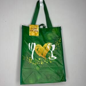 Wegmans — Green Christmas Love Holiday Heart Reusable Grocery Tote Gift Bag NWT!